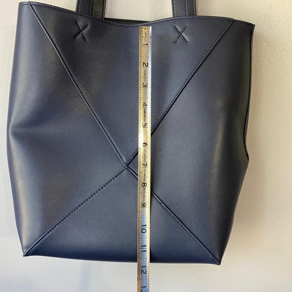 Walter Baker x Curateur The Kate Tote Navy Vegan Leather X-Stitch Tote Bag